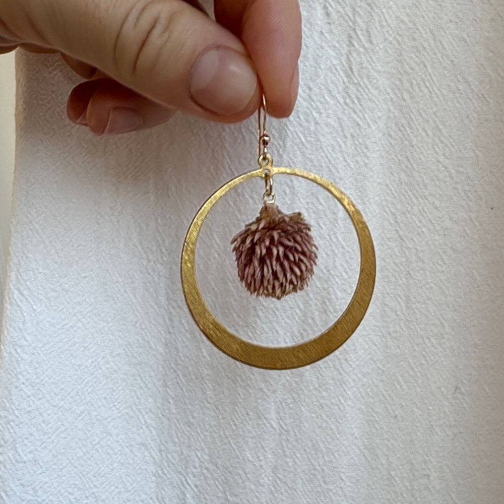 3/$30! Gold Hoop Earrings with Clover Flower - Picture 2 of 2